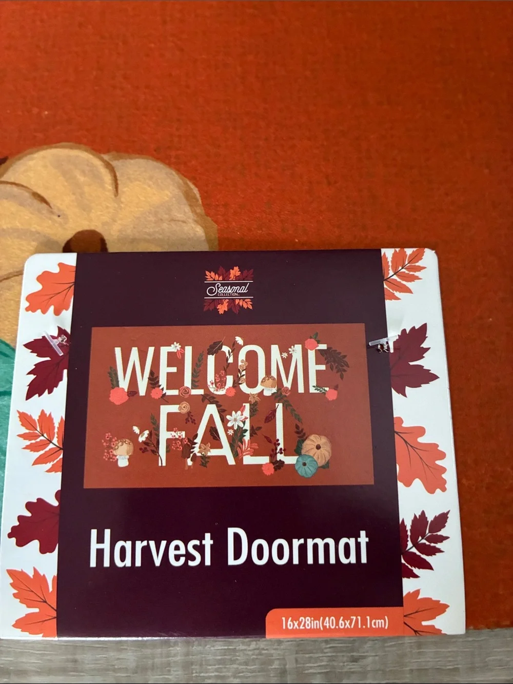 NWT- Welcome Fall- Floral Harvest Doormat w/ Anti Skid Rubber Back 16x28